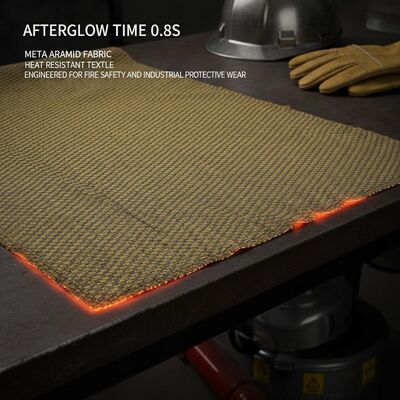 Parlama süresinden sonra 0,8 saniye meta aramid kumaş, yangın güvenliği ve endüstriyel koruyucu giysi için tasarlanmış, ısıya dayanıklı tekstil