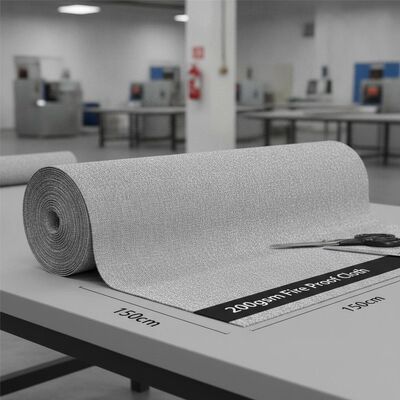 Endüstriyel güvenlik ve koruyucu giyim üretimi için tasarlanmış 200 gramlık yangına dayanıklı kumaş, 150 cm genişliğinde ısıya dayanıklı kumaş