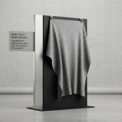 Alev Geciktirici Modakrilik Karışımlı Kumaş, %68 Modakrilik + %29 Alev Geciktirici Viskon + %3 Spandeks ile 2 Saniyeden Az Alev Geciktirme ve 240gsm Ağırlık