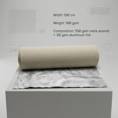 Alüminyum folyo meta aramid kumaşı, ısıya dayanıklı, alev geriletici ve özel uzunluklu