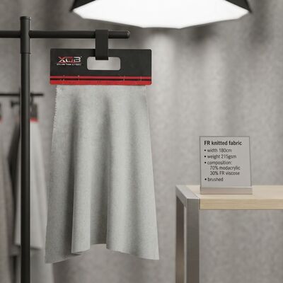 Alev Geciktirici Uygulamalar için %70 Modakrilik %30 FR Viskon İçerikli 180 cm Genişliğinde 215 gsm Ağırlığında FR Örme Kumaş