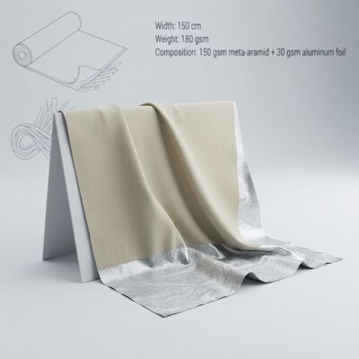 Alüminyum folyo meta aramid kumaşı, ısıya dayanıklı, alev geriletici ve özel uzunluklu